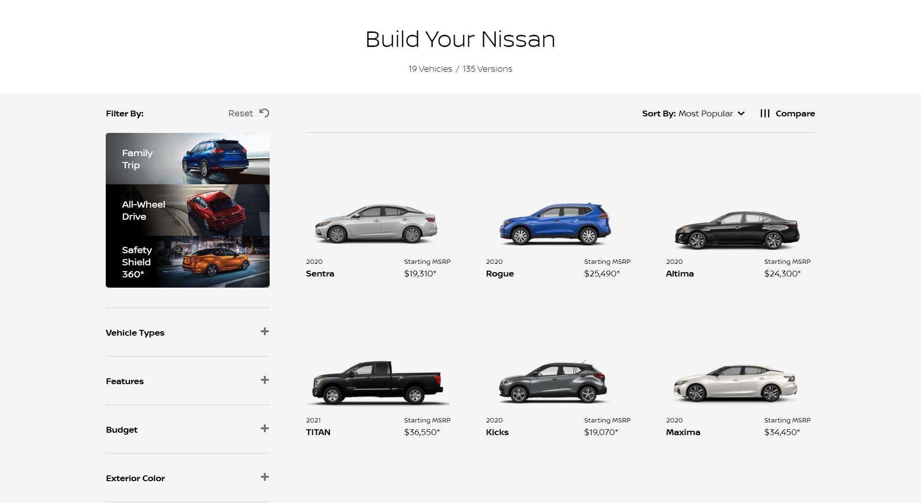nissan next generation shopping tools website